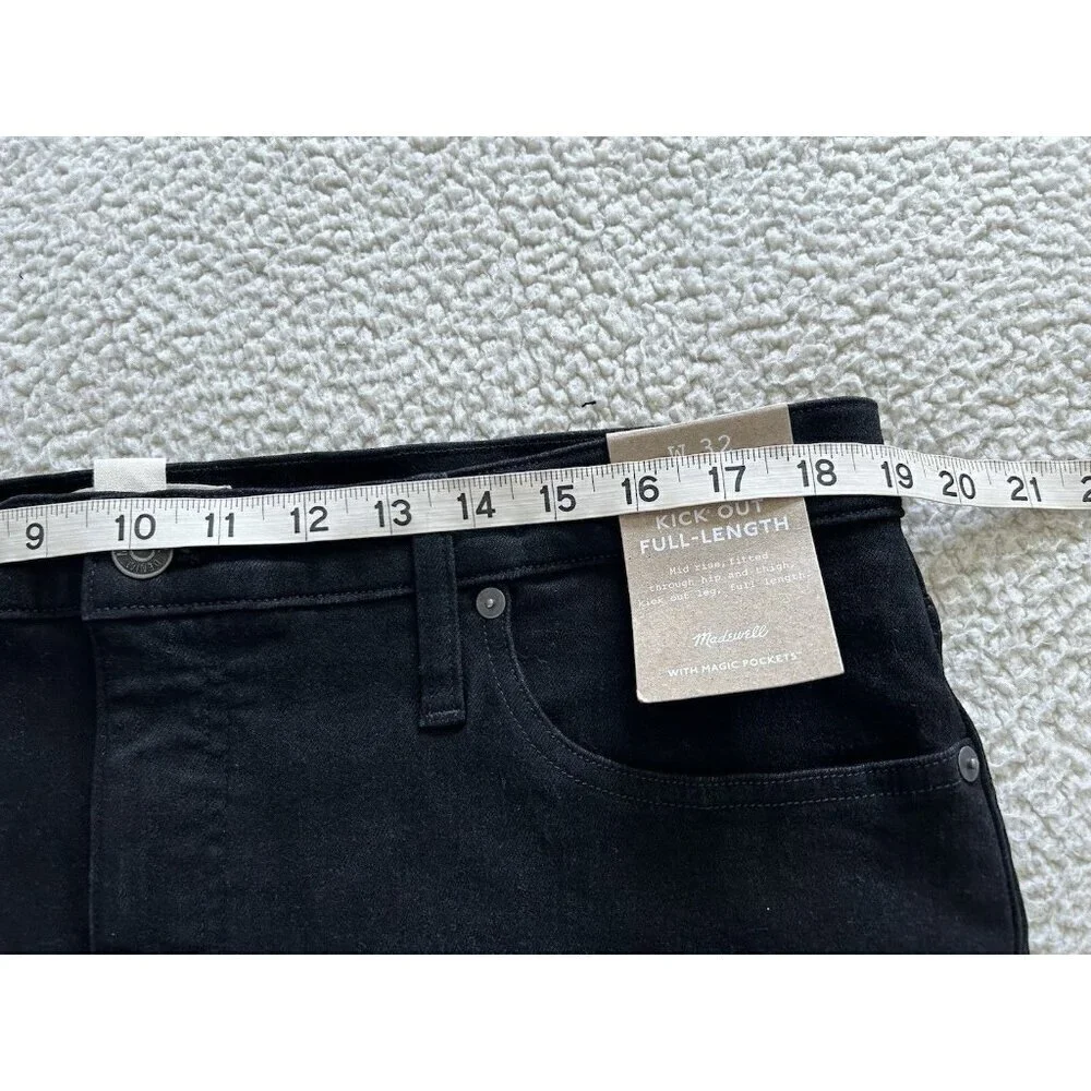 Madewell Womens Mid-Rise Full Length Kick Out Black Denim Jeans Size 32 - Picture 10 of 15